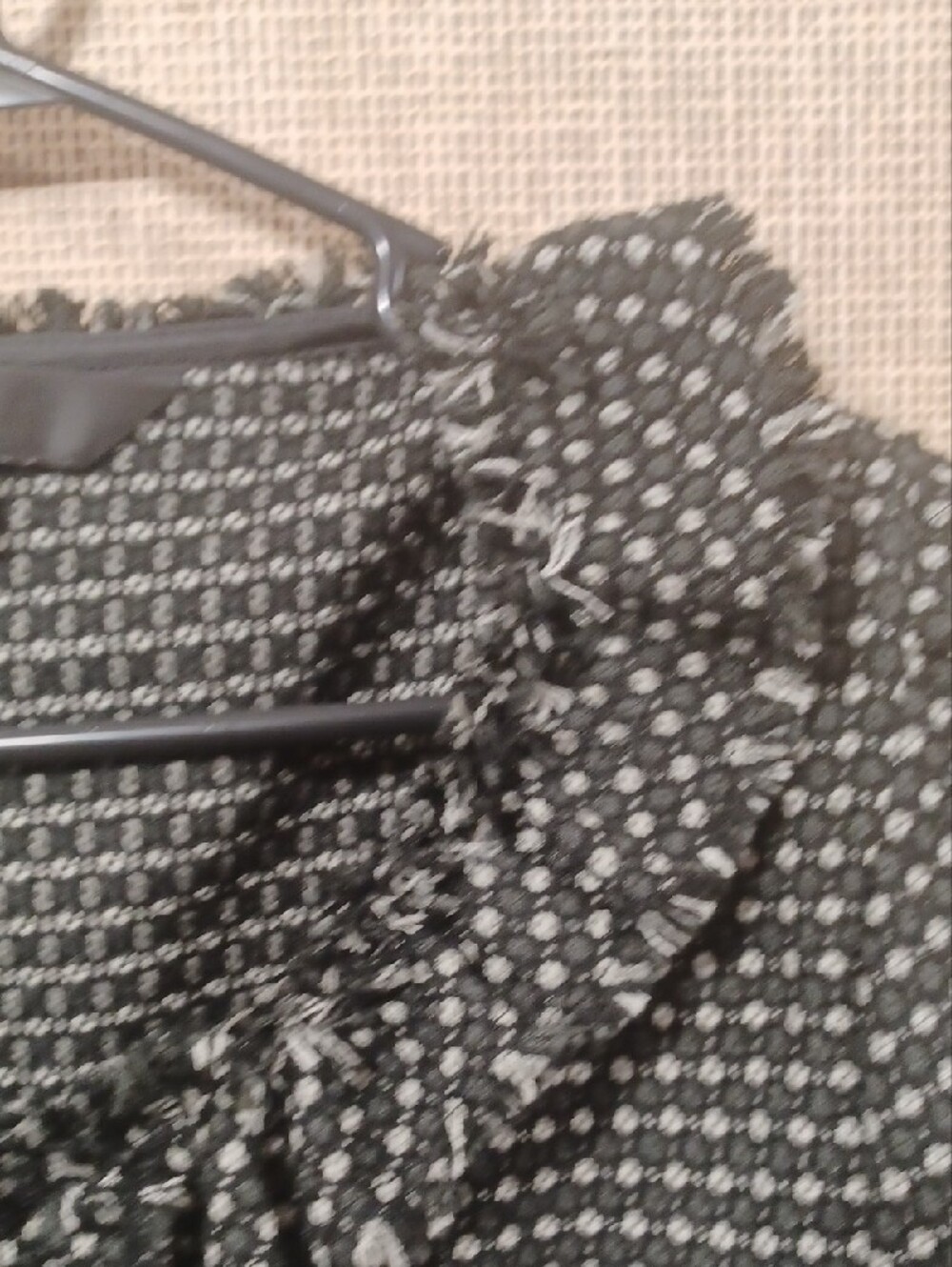 Textured Black & White Ruffle Collar Button-Front Tunic - Picture 3 of 9